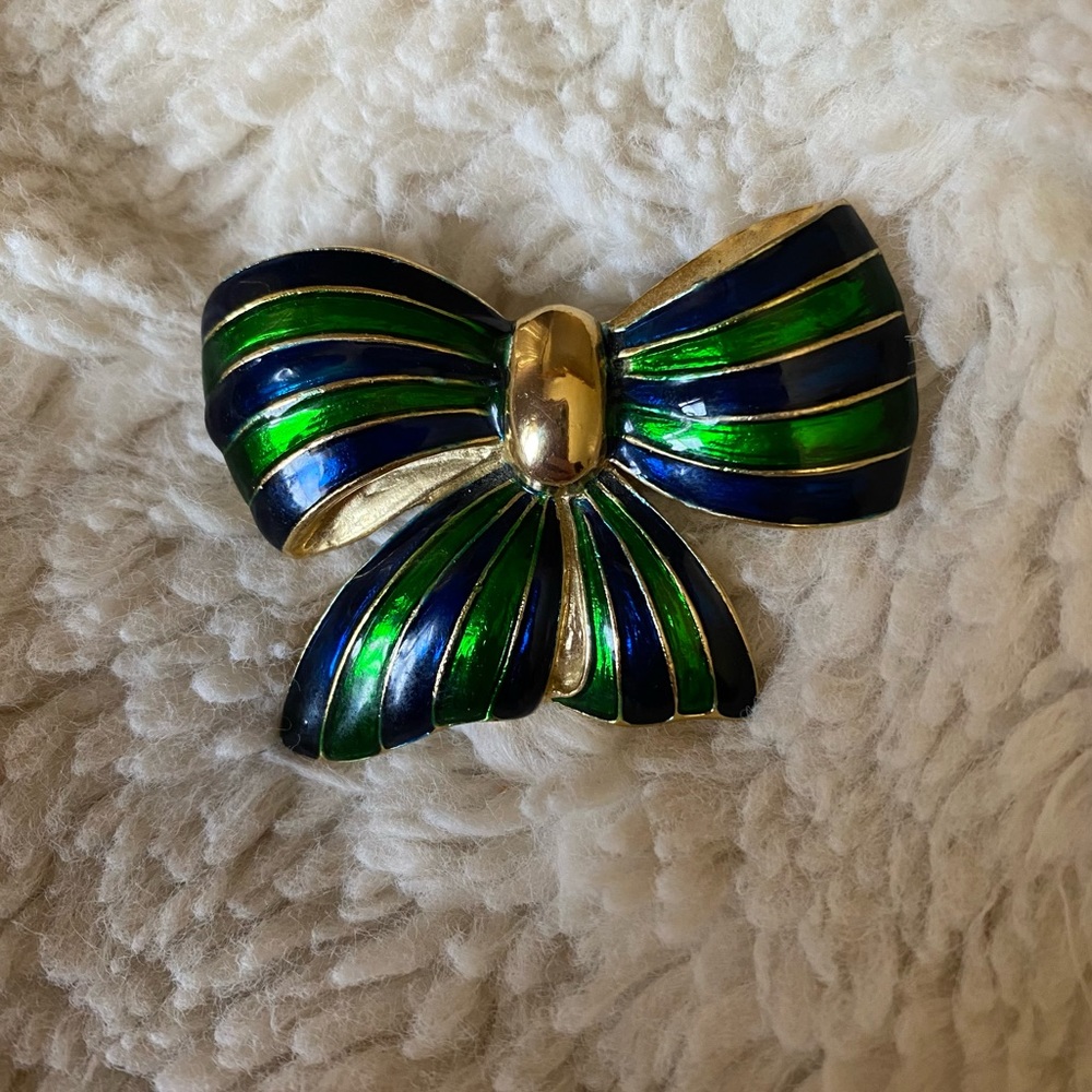 Vintage Park Lane Enamel Gold-tone Bow Brooch